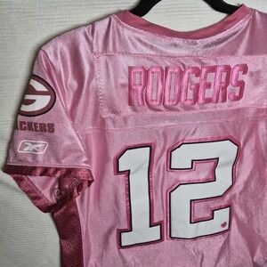 WOMEN'S NFL BREAST CANCER AWARENESS AARON RODGERS GREEN BAY PACKERS JERSEY SizeM